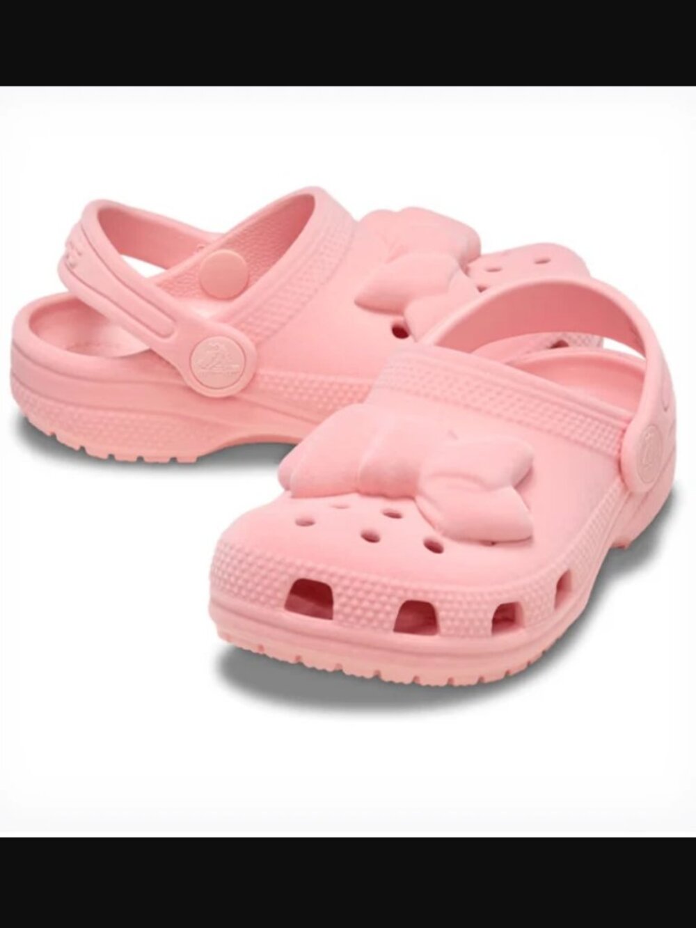 NWT CROCS Toddler Classic Velvet Bow Clog - Powder Pink - Size: C7